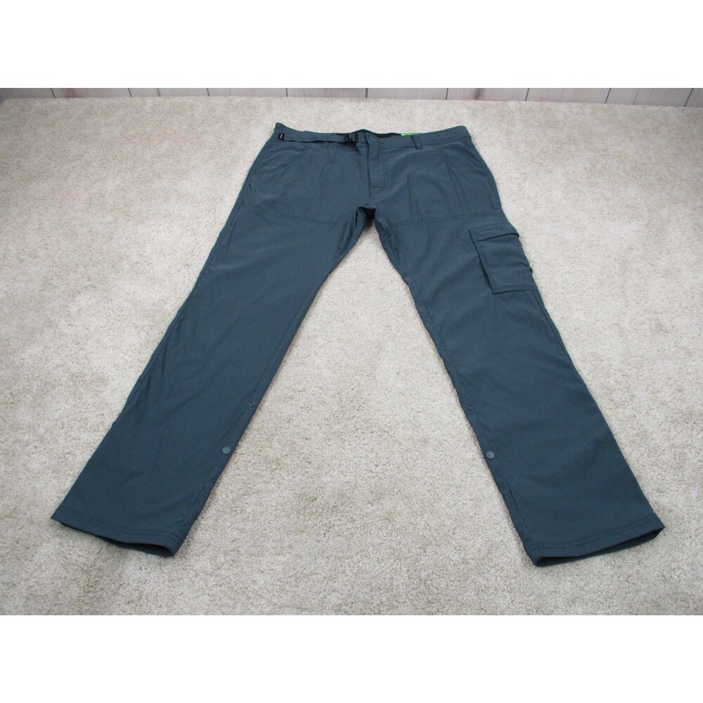 Prana Pants Mens 36x29 Slim Blue Stretch Zion Performance Belted Hiking Roll Up